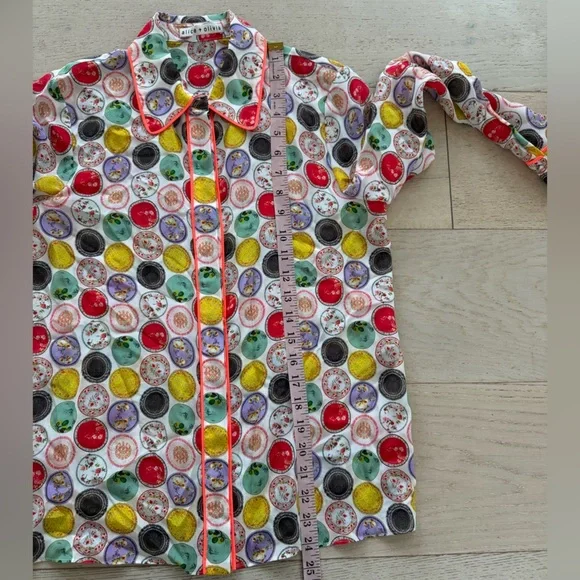 Alice + Olivia Willa “Dinner Party” Print Silk Blouse S - Picture 10 of 10